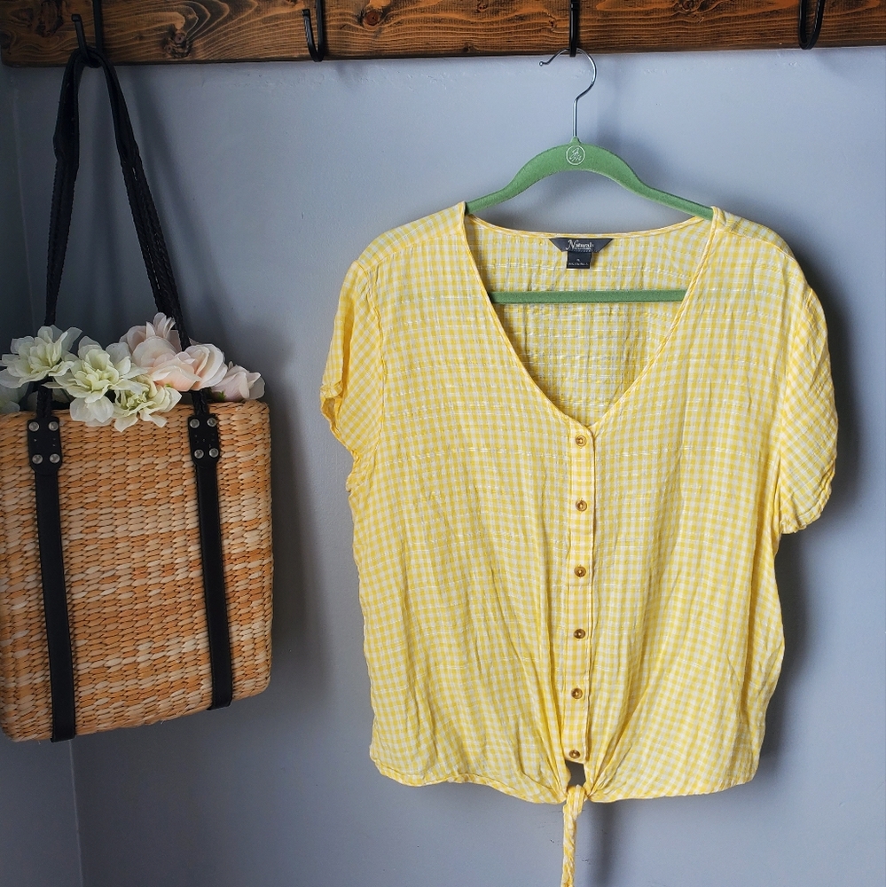 Natural Reflections Yellow Gingham Blouse XL